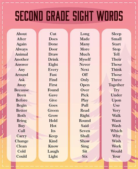 Second Grade Sight Words List - 10 Free PDF Printables | Printablee