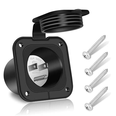 15 Amp Power Inlet Port Plug, 125V AC RV Power Inlet NEMA 5-15P Male ...