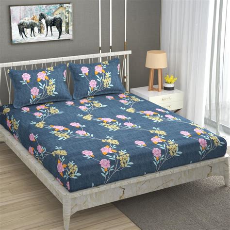 Furnofy 140 GSM Double Bedsheet (90x100 inches) with 2 Pillow Covers ...