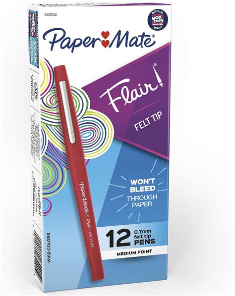 Amazon.com : Paper Mate Flair Felt Tip Pens, Medium Point (0.7mm), Red ...