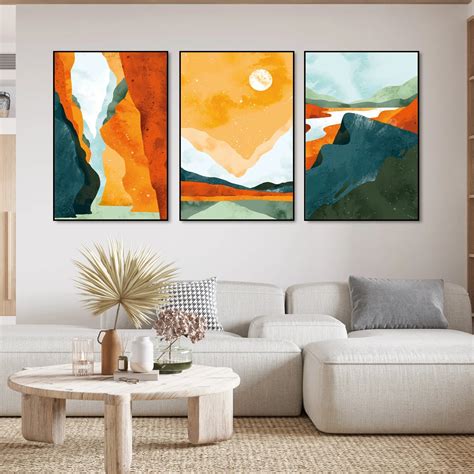 Abstract Art Landscape Floating Canvas Wall Painting Set of Three ...