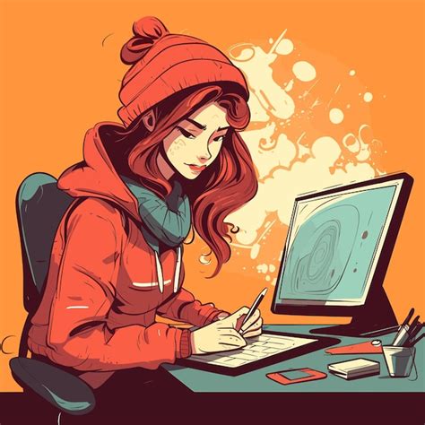 Image result for Cartoon Computer Girl