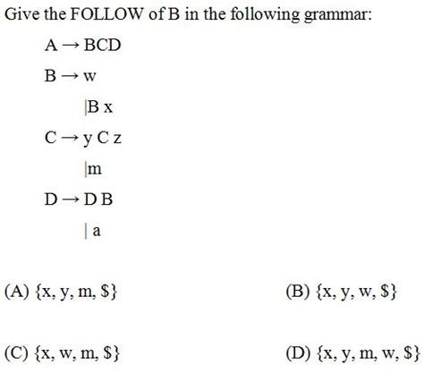 Compiler Design: Ace Test Series: Compilers - Follow In Parsing