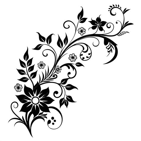 Premium Vector | A black and white picture of a floral design with flowers