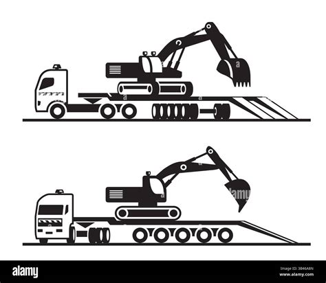 Truck carrying heavy earth mover – vector illustration Stock Vector Image & Art - Alamy
