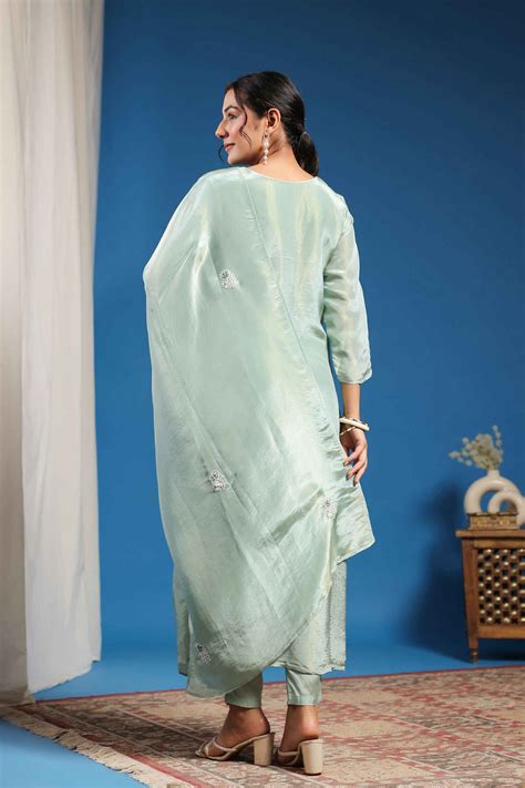 Buy Falsafa Zehra Mint Green Kurta Pant & Dupatta Set – Refreshing ...