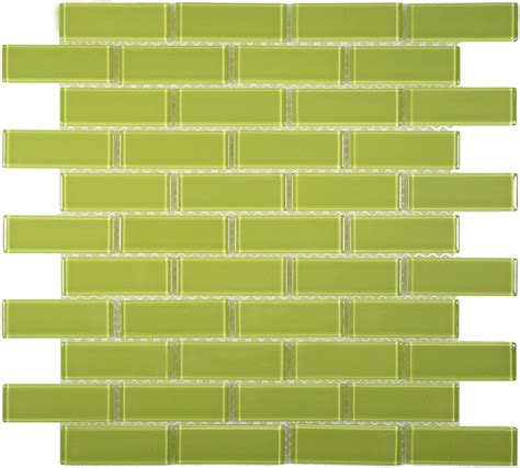 3'' x 3'' Green Glass Uniform Brick Tile Glossy BLG1211