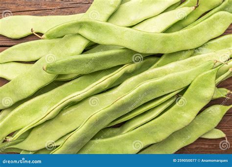 Raw Green Beans Closeup. Fresh Green Bean Also Known As French Beans ...