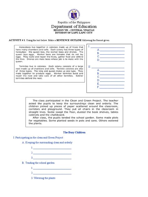 Image result for Outlining Worksheets