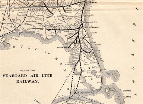 1901 Antique Seaboard Air Line Railway Map Seaboard Airline Railroad ...