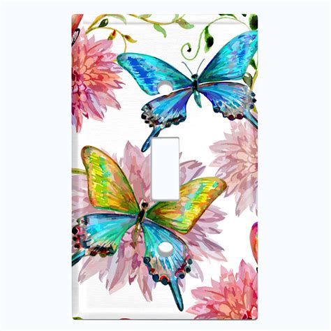 WorldAcc Metal Light Switch Plate Outlet Cover (Colorful Butterflies ...