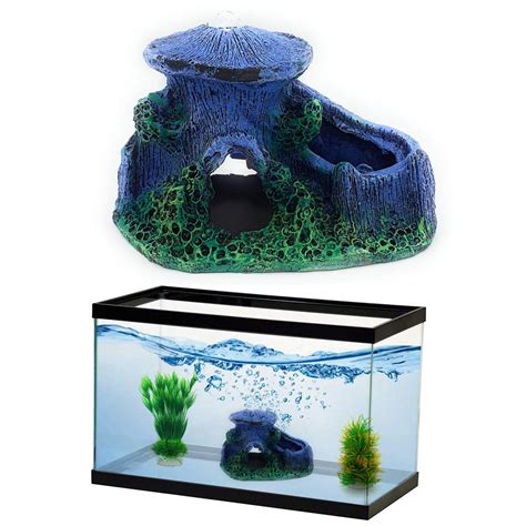 Jainsons Pet Products Aquarium Castle Ornament with Air Stone | Blue ...