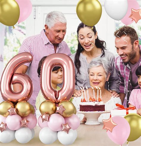 Buy 40 Inch Rose Gold Large Numbers 60 Balloons, 2 pcs 6 and 0 Foil ...