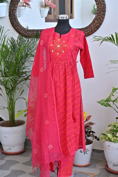 Lahariya Print, Mirror Work Cotton Suit – charuscloset