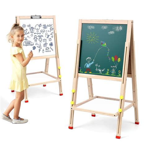 ABOUT SPACE Kids Board for Writing - 4ft Portable Double Sided Wooden ...