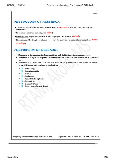 Research Methodology Overview and Key Concepts BAMS 4th Year RTAM Akola ...