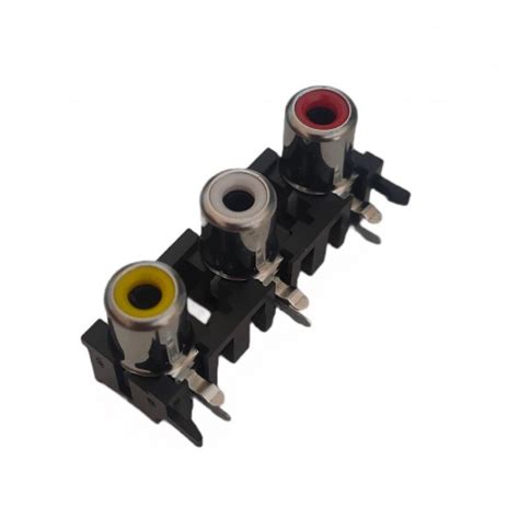 Buy 3 Way RCA Connector 2 Pin Right Angle Yellow White Red Online in ...