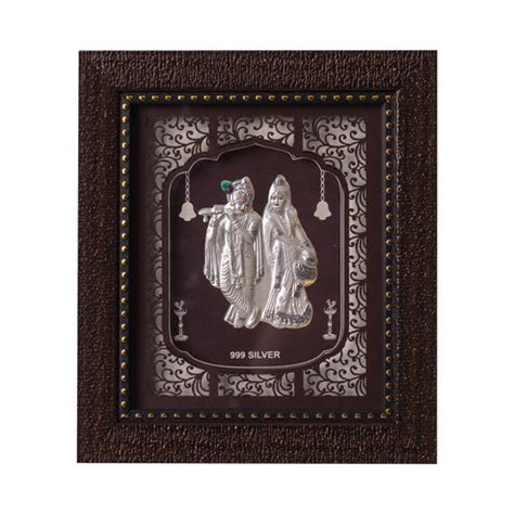 Classy 999 Pure Silver Radhe Krishna Frame by Hem Jewels® - 7.5x6.5 Inches