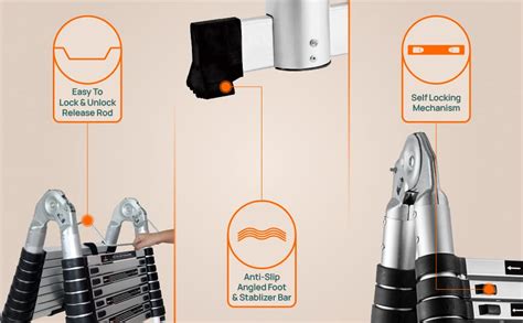 Corvids Portable and Compact 14.5 feet A Type Aluminium Telescopic ...