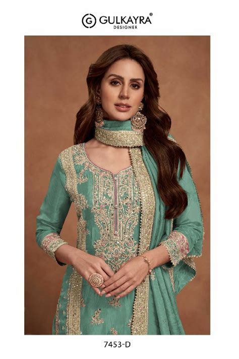 nazia colors by gulkayra designer simmer silk fully stitch palazzo ...