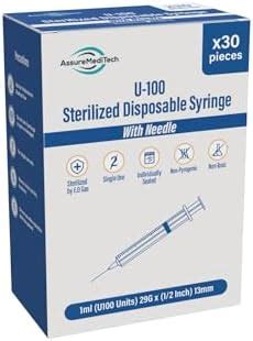 U-100 Disposable Syringe with Needle, All U100 or 1ml / cc (U100 units ...