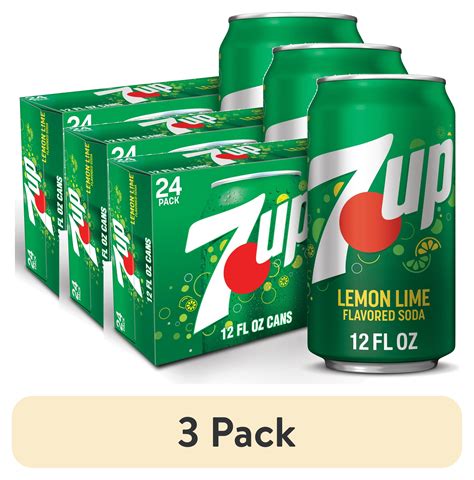 (3 pack) 7UP Caffeine Free Lemon Lime Soda Pop, 12 fl oz, 24 Pack Cans ...