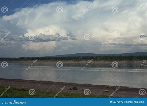 The Lena River stock photo. Image of voyage, forest, clouds - 60773972