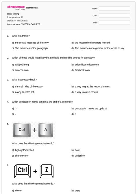 50+ Essay Writing worksheets for Class 6 on Wayground | Free & Printable