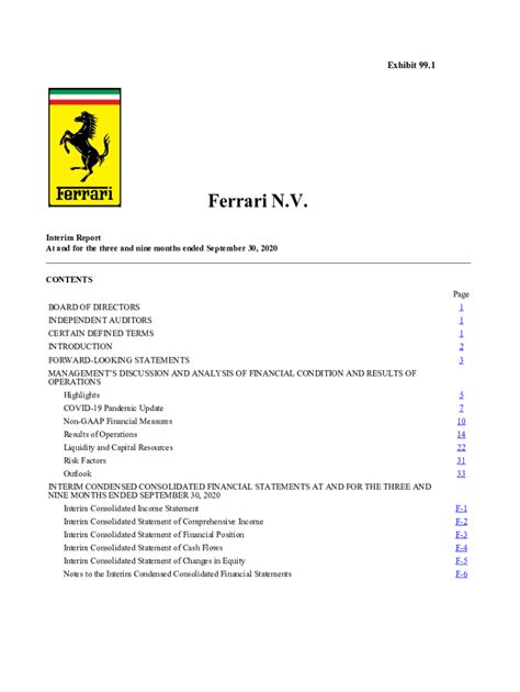 Fillable Online Ferrari NV Interim Report - 09.30.20 - Next Gen Fax ...