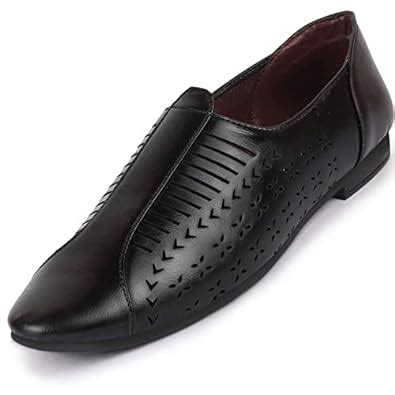 FAUSTO Basics FST FOBME-1001 BLACK-40 Men's Black Laser Cut Stitched ...