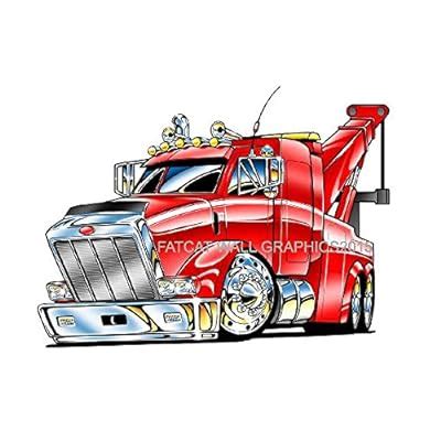 Big Red Semi Tow Truck Wall Decal 2ft Long Vinyl | Ubuy India