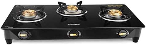 Borosil Flare 2 Brass Burner Gas Stove (Made in India) | 6 mm Toughened ...