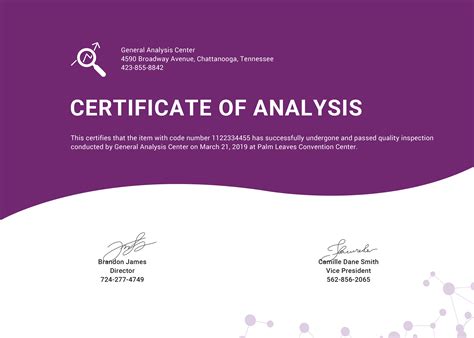 Free Certificate of Analysis Template in PSD, MS Word, Publisher ...