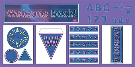 Welcome Back! Neon Theme Bulletin Board Pack (teacher made)