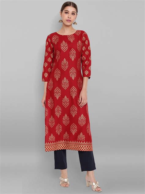 Maroon Ethnic Motifs Straight Kurta – Veerise Fashion