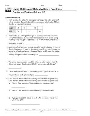 Fillable Online Using Ratios and Rates to Solve Problems Fax Email ...