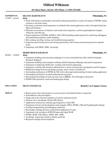 Image result for Resume in HTML
