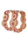 Buy Gold Plated Stone Embellished Bangles Set Of 2 by Nayaab by Aleezeh ...