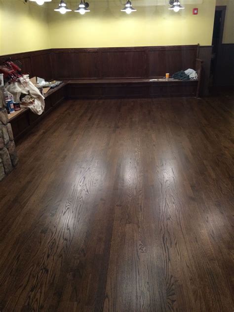 2 1/4" red oak hardwood flooring, stained with Minwax Dark Walnut ...
