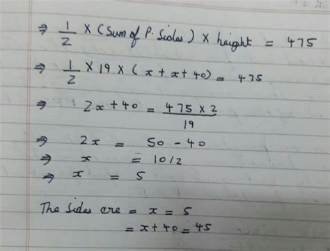 the area of trapezium is 475 cm and its height is 19 cm find the length ...