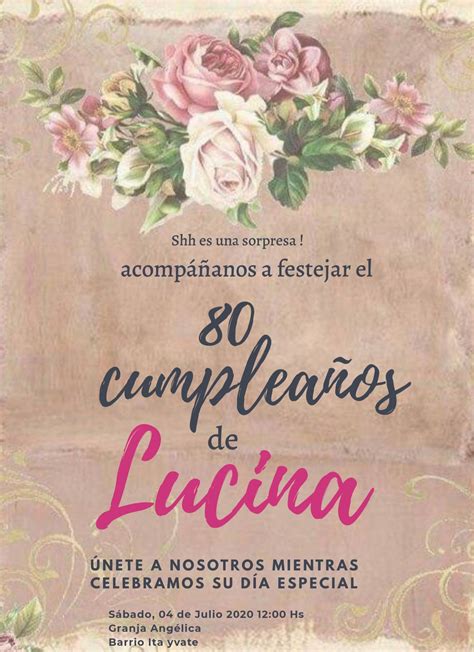 Tarjeta de invitación 80 años mujer | Hacer tarjetas de cumpleaños ...