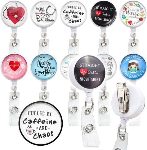 FAMALL 10 Pcs Nurse Badge Holder Clip, Retractable Badge Card Holder ...