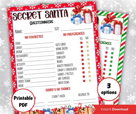 Secret santa questionnaire for coworkers I Secret Santa - Office gift ...