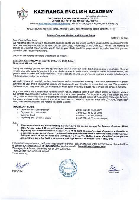 Letter for Parents Meeting 的图像结果