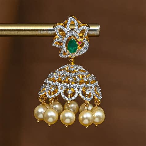 CZ Silver Jhumka Earrings – Sri Fine Jewellery