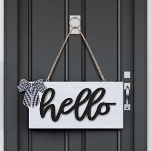 Jetec Hello Sign for Front Door Wood Hanging Signs Hello Farmhouse ...