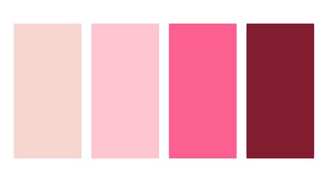 Pink and red color palette. Set of bright color palette combination in ...