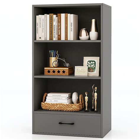 Slickblue 4-Shelf Storage Bookcase with Drawer 24L x 15W x 42.5H for ...