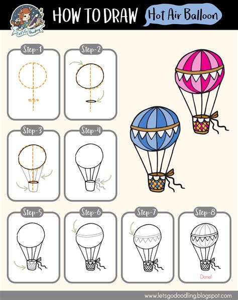 How To Draw Hot Air Balloon - Easy Step By Step Drawing Tutorial
