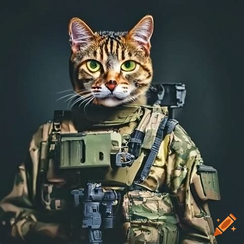 Cat In Army Uniform